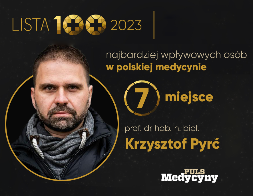 prof. Krzysztof Pyrć z MCB w pierwszej dziesiątce najbardziej wpływowych osób w polskiej medycynie. Nowa "Lista Stu" Pulsu Medycyny